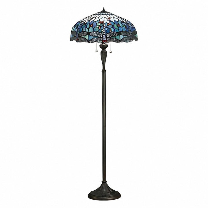 TiffStar Art Glass Floor Lamp with Ornamental Pattern Shade – Standing Light for Living Rooms