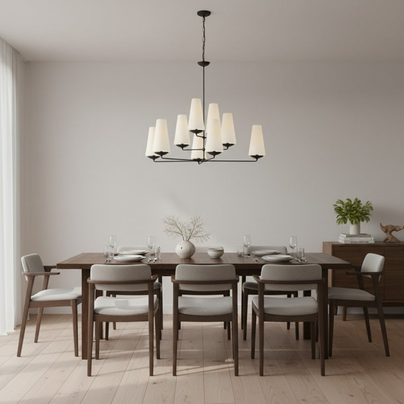 VertiFount Architectural Vertical Chandelier with Multi Light Structure for Open Interiors