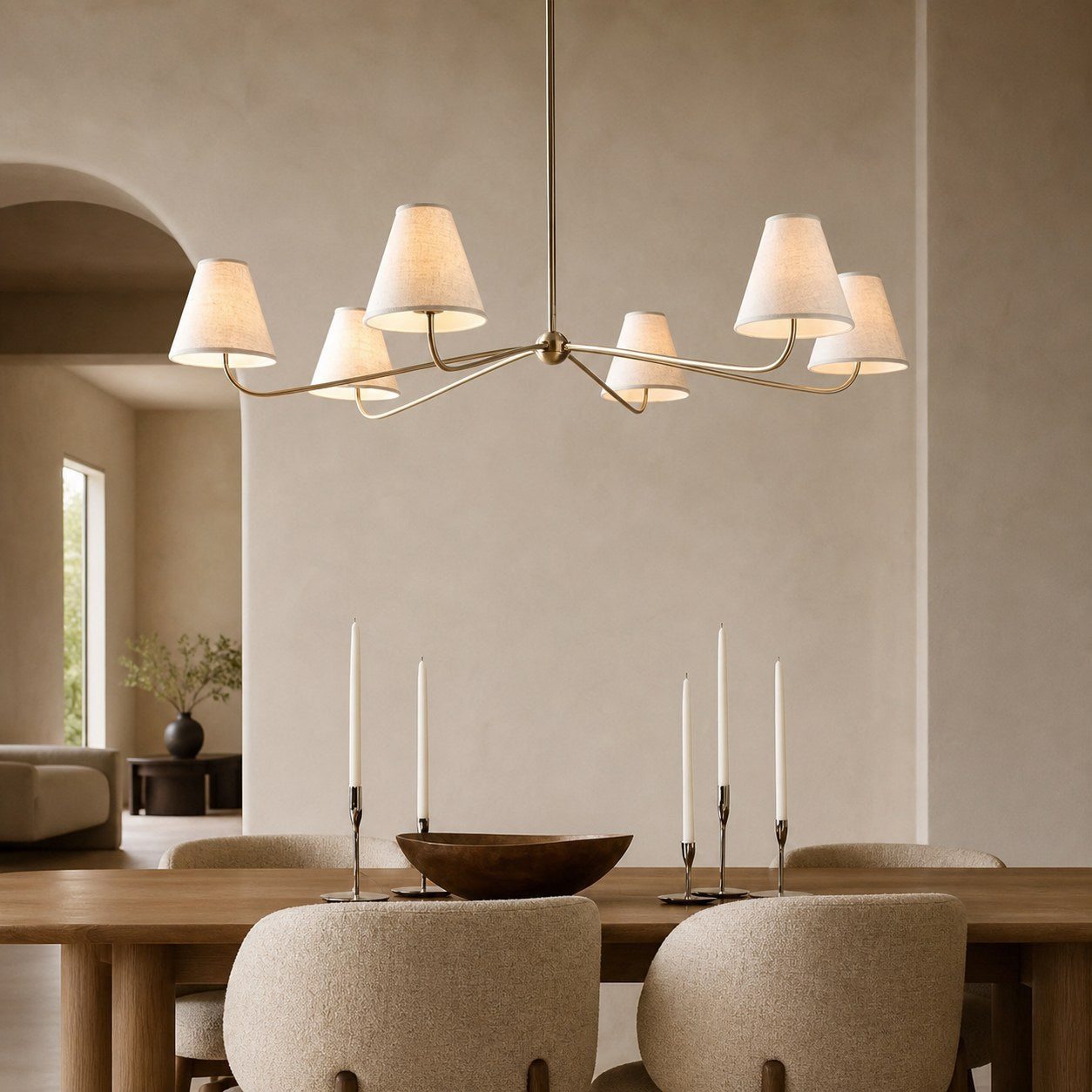 Fibura Metal Modern Linen Shade Linear Chandelier - Clean Lines
