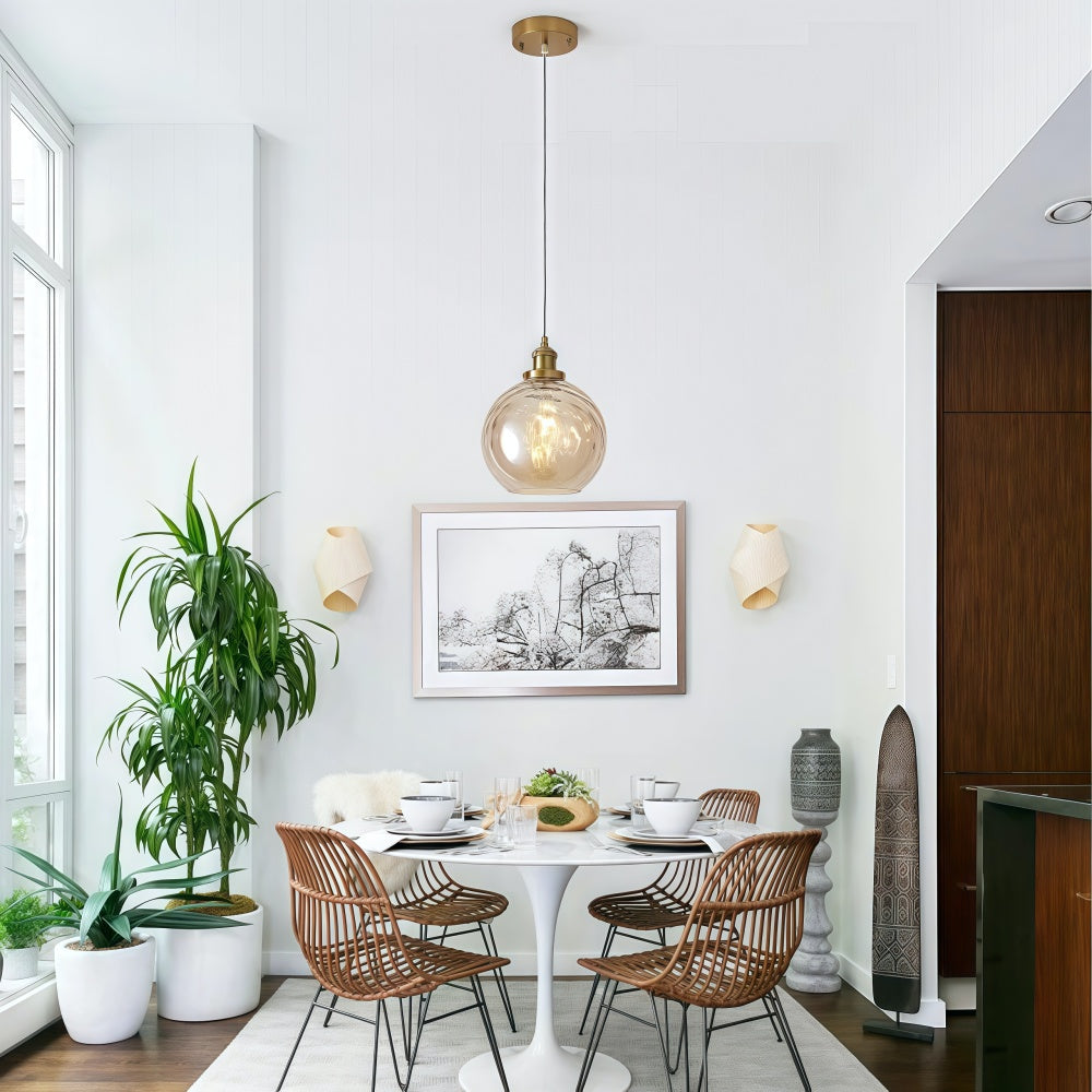 Single Hammered Glass Globe Pendant Light