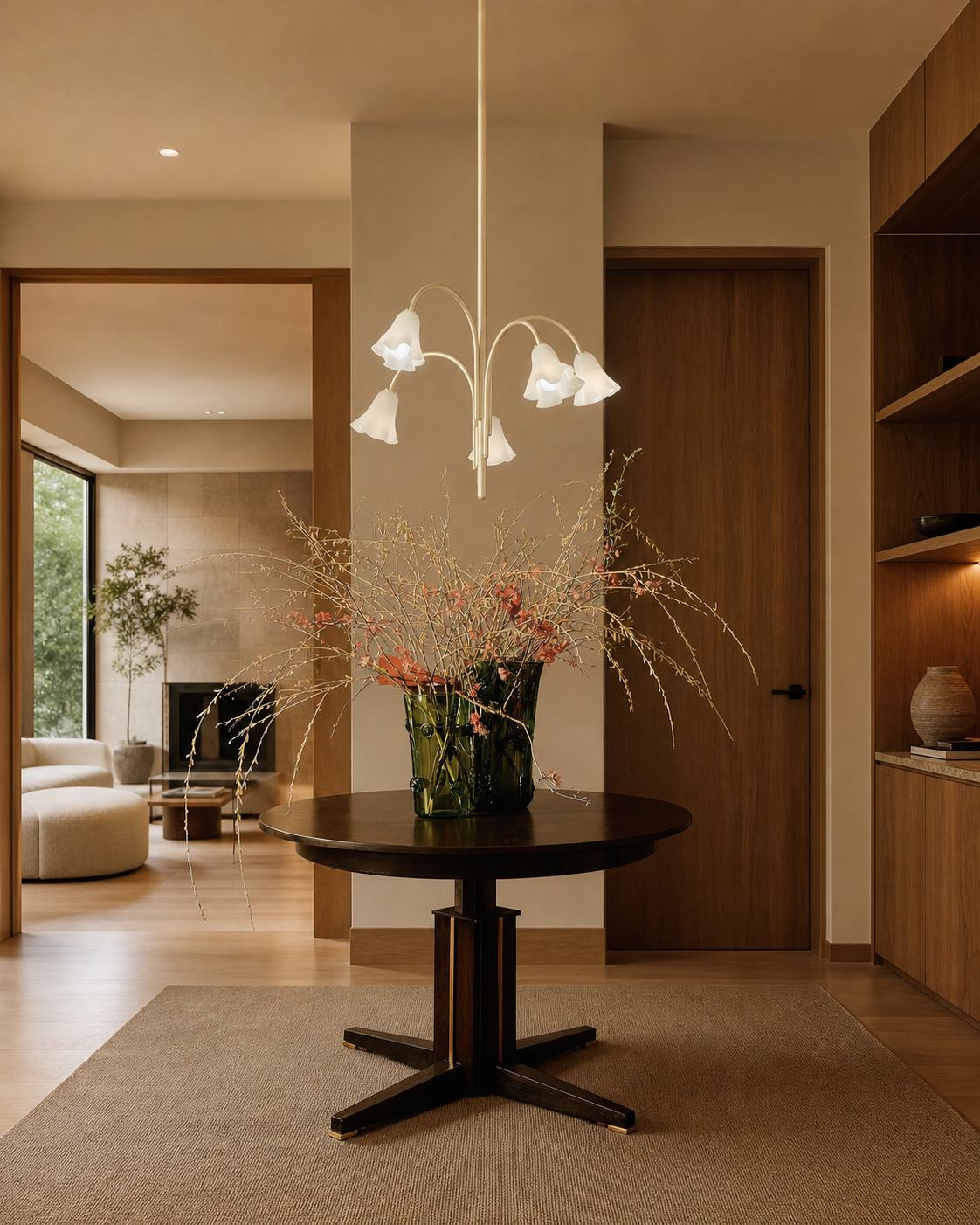 Bellina Modern Romantic Chandelier - Botanical Lily Design with Glass Flowers