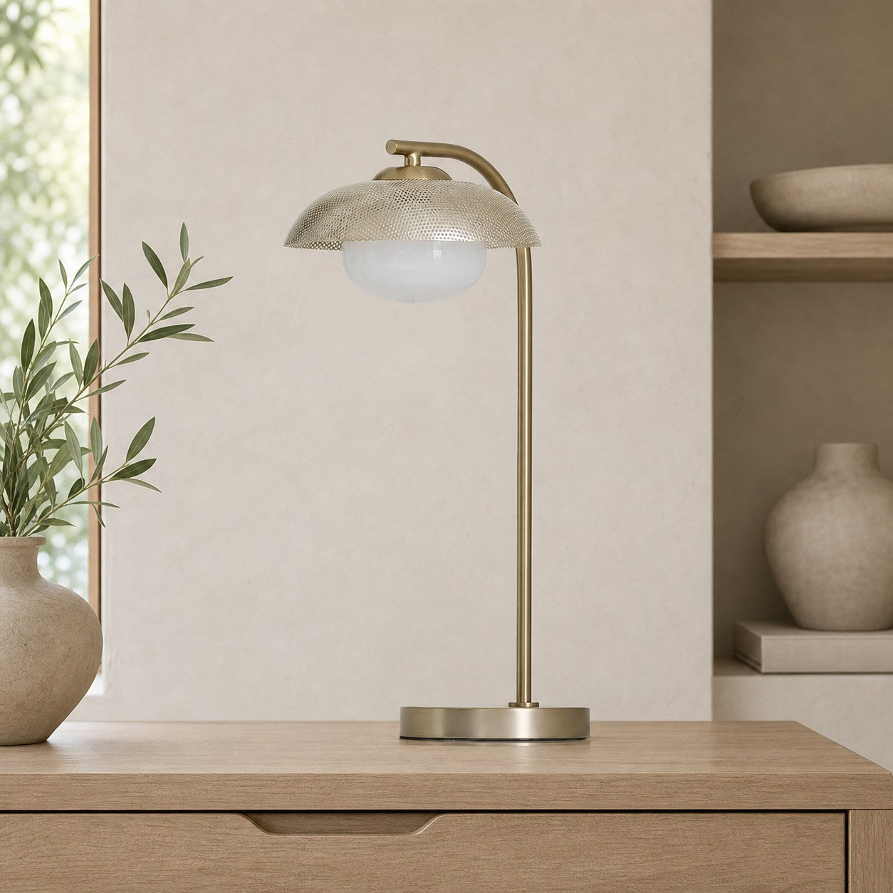 Elorina Perforated Metal Table Lamp – Modern Design