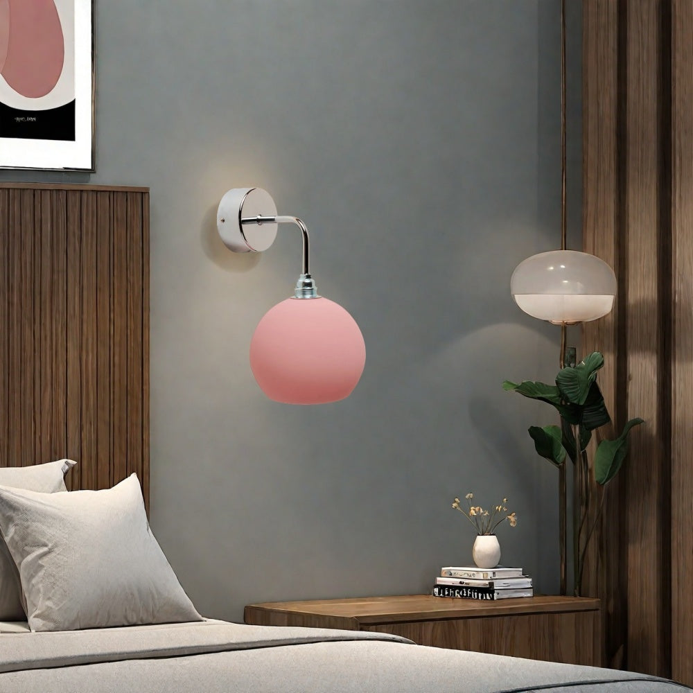 Modern Blown Glass Wall Sconce - Frosted Milk Glass Wall Lamp