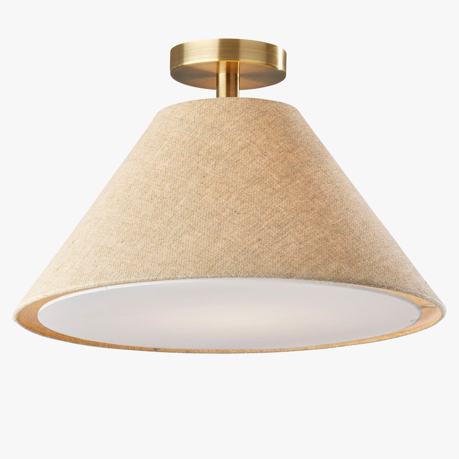Lorvion Linen Drum Shade Flush Mount & Pendant - Antique Brass Ceiling Light