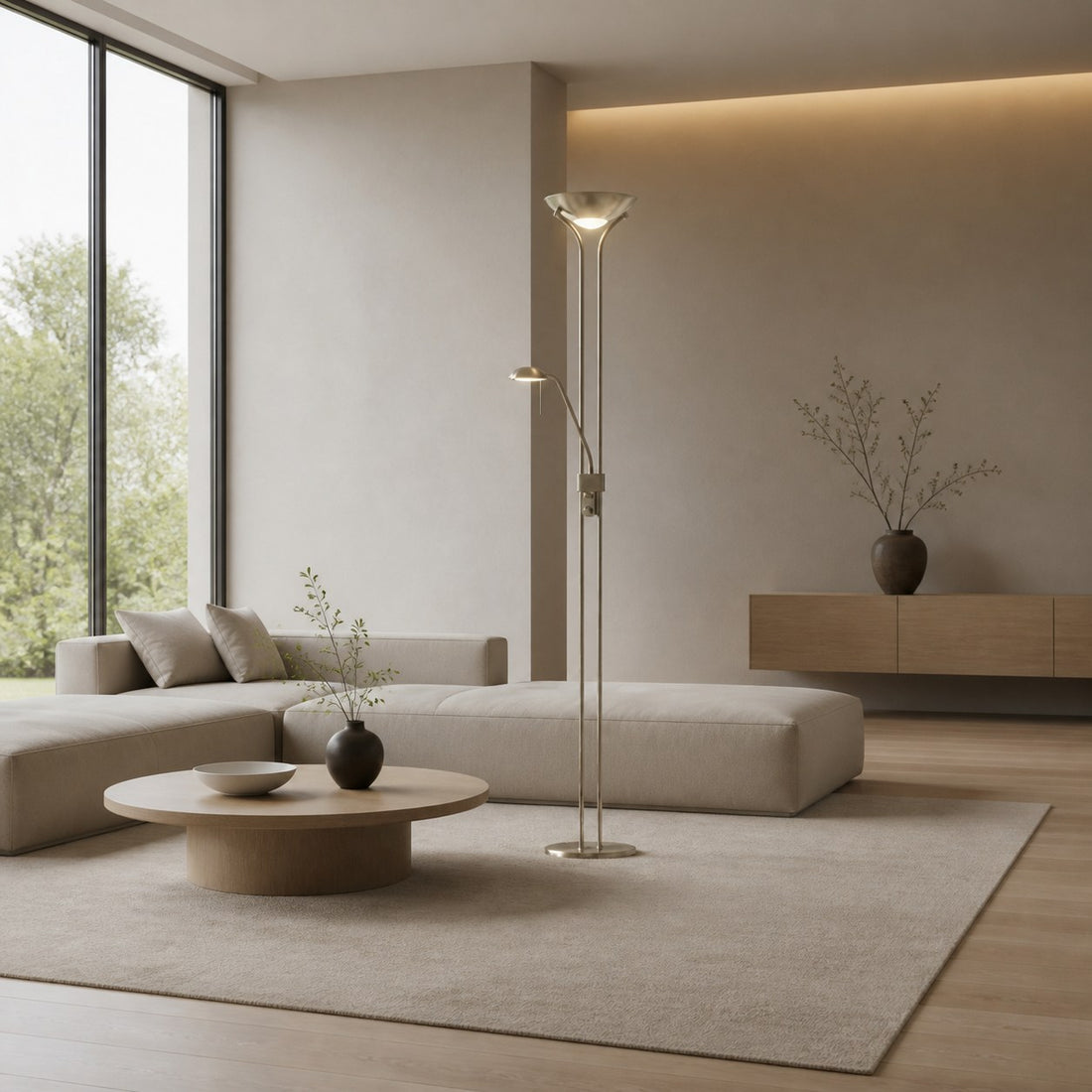 Linexis Art Deco Metal & Opal Glass Floor Lamp – Dual-Light Design for Modern Interiors