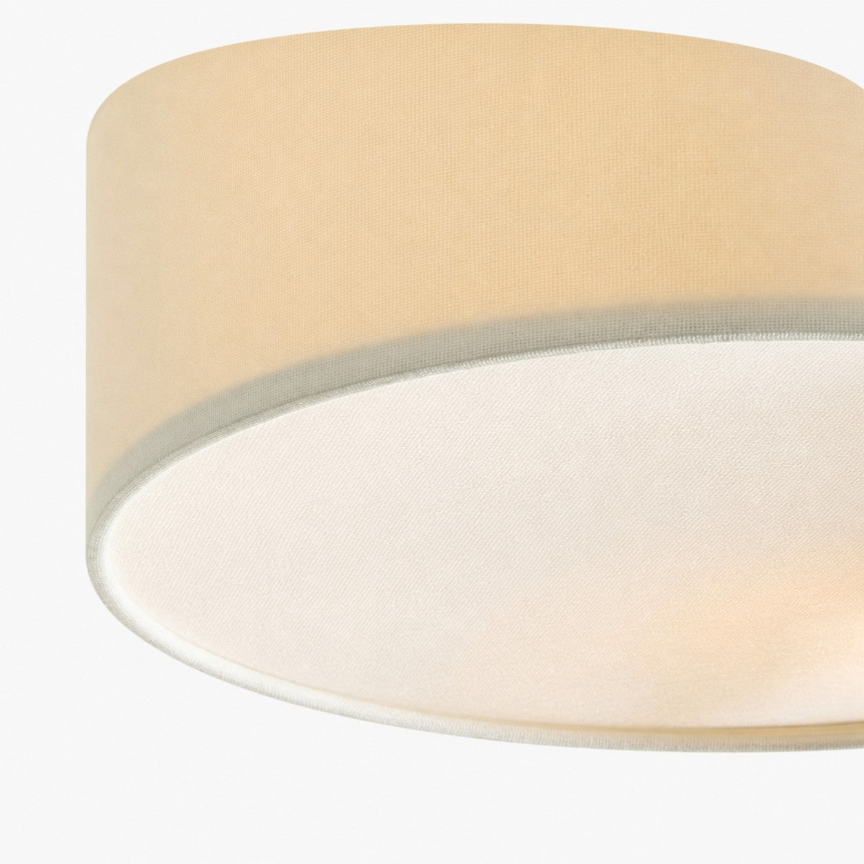 Dumora Linen Drum Ceiling Light - Flush Mount Iron Fixture with Fabric Shade