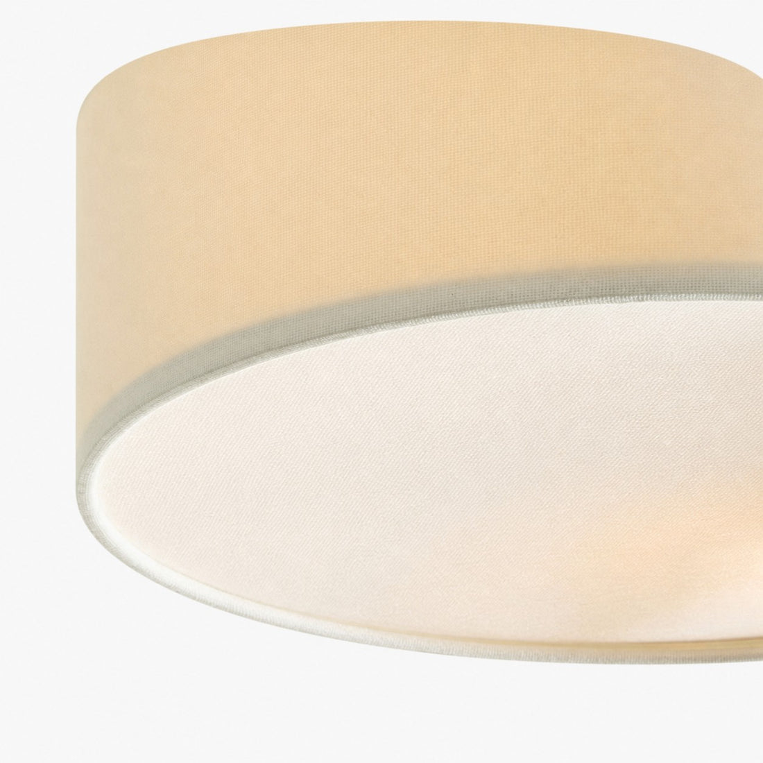 Dumora Linen Drum Ceiling Light - Flush Mount Iron Fixture with Fabric Shade