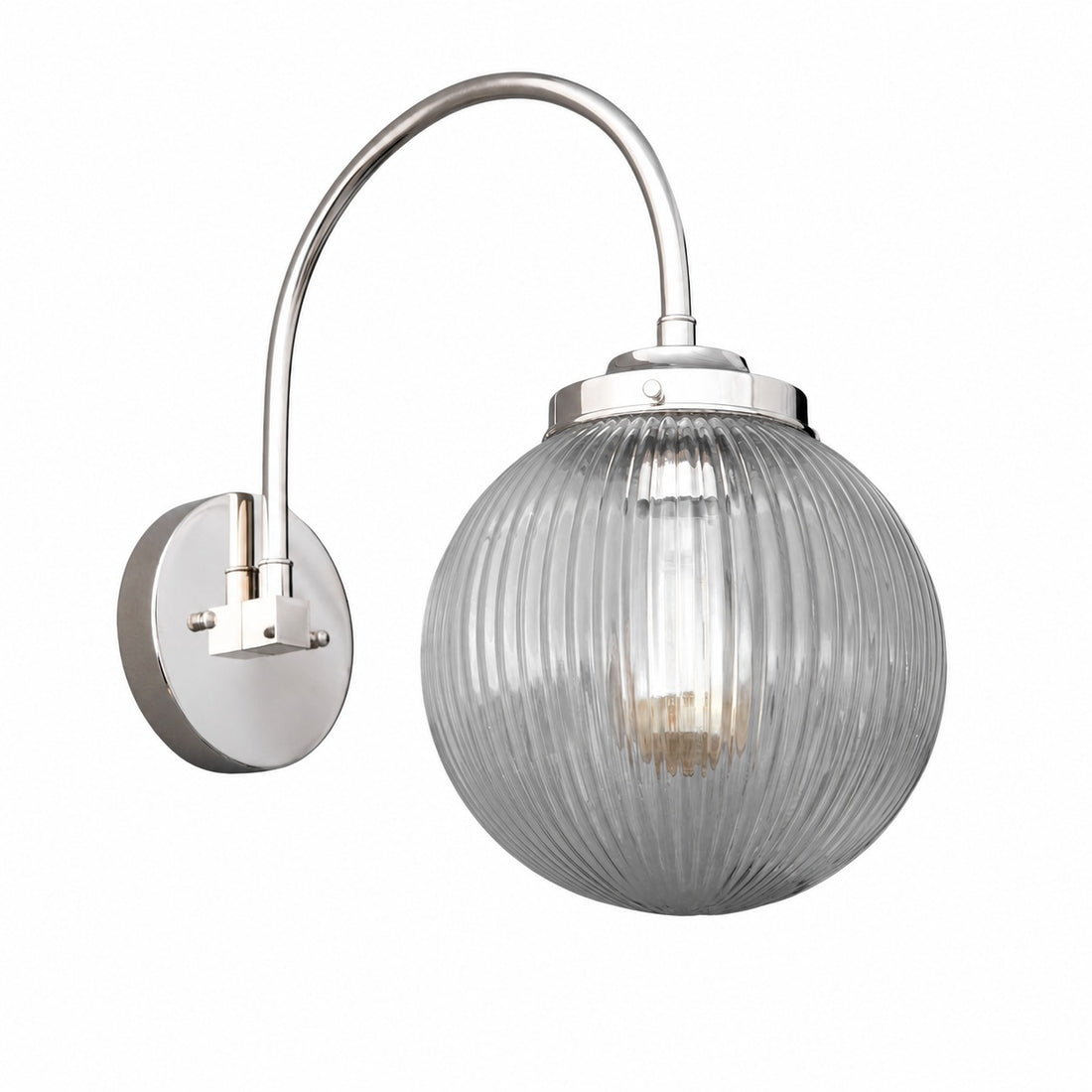 Glorica Glass Aged Brass Wall Sconce - Ribbed Glass Shade Industrial Style Lighting