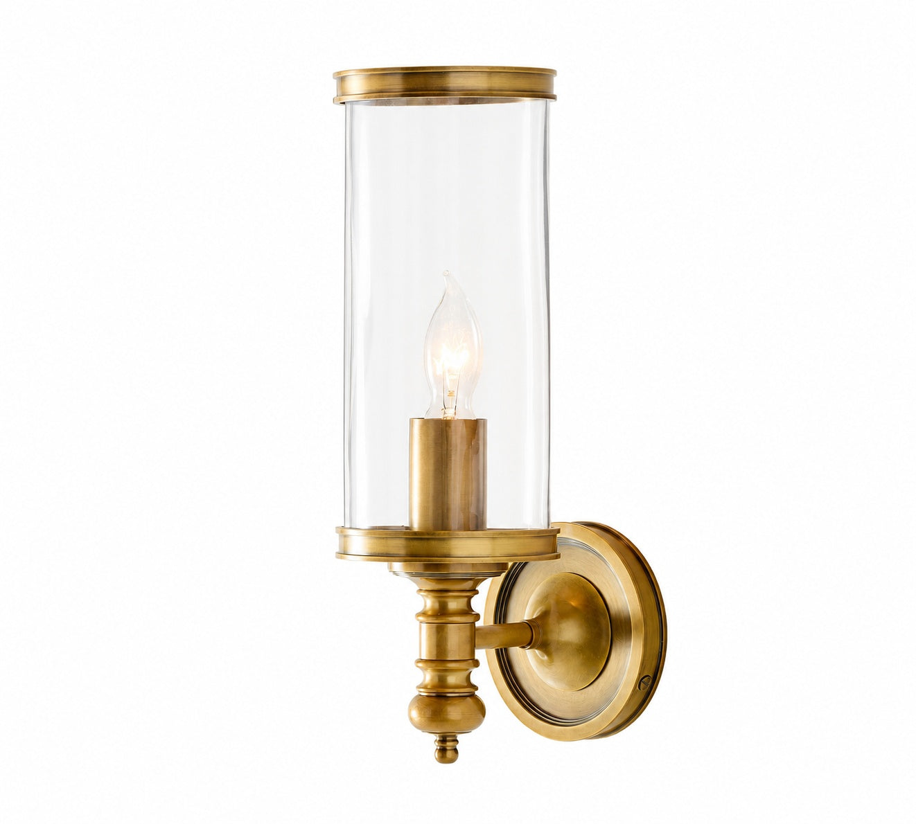 Driscoll Glass Cylinder Sconce - Classic Iron Wall Lamp with Clear Glass Shade