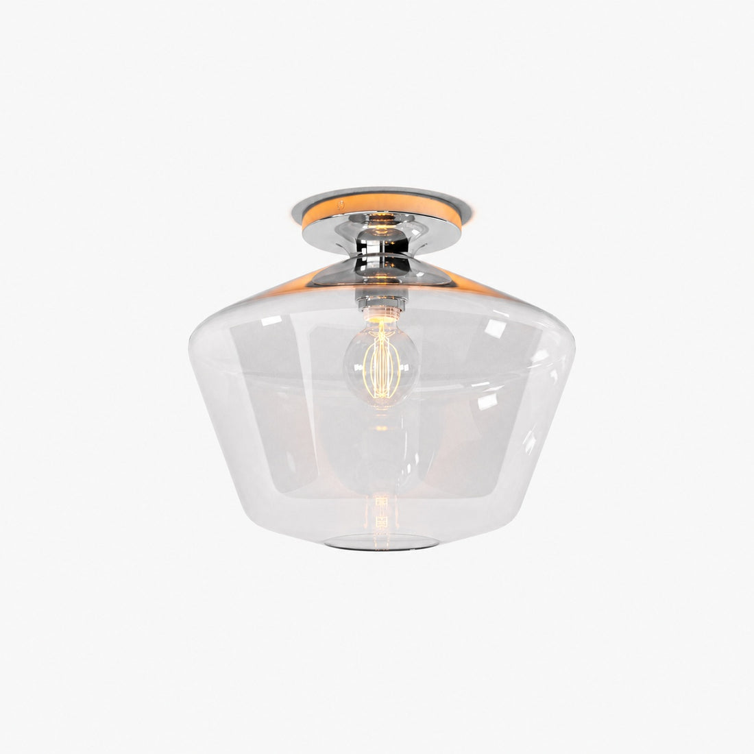 Merin Minimalist Sleek Geometric Glass Flushmount Light