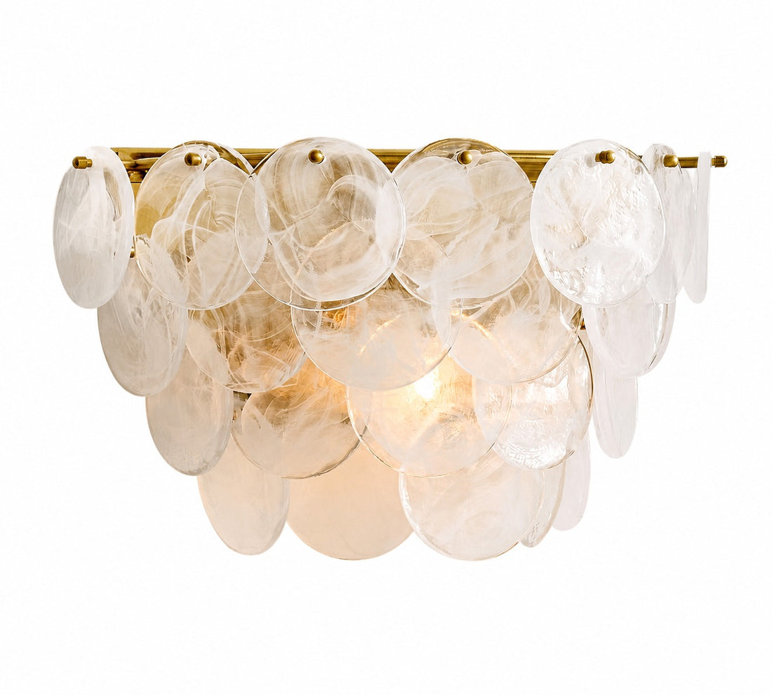 Sevra Cascading Glass Disc Wall Sconce - Metal Vintage Brass Finish Lighting