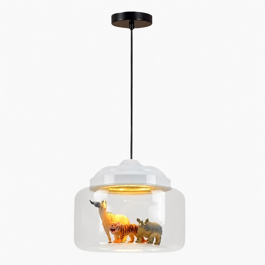 Beastlynn Animal Glass Pendant Lamp - Creative Zoo Design Hanging Light for Nursery N23