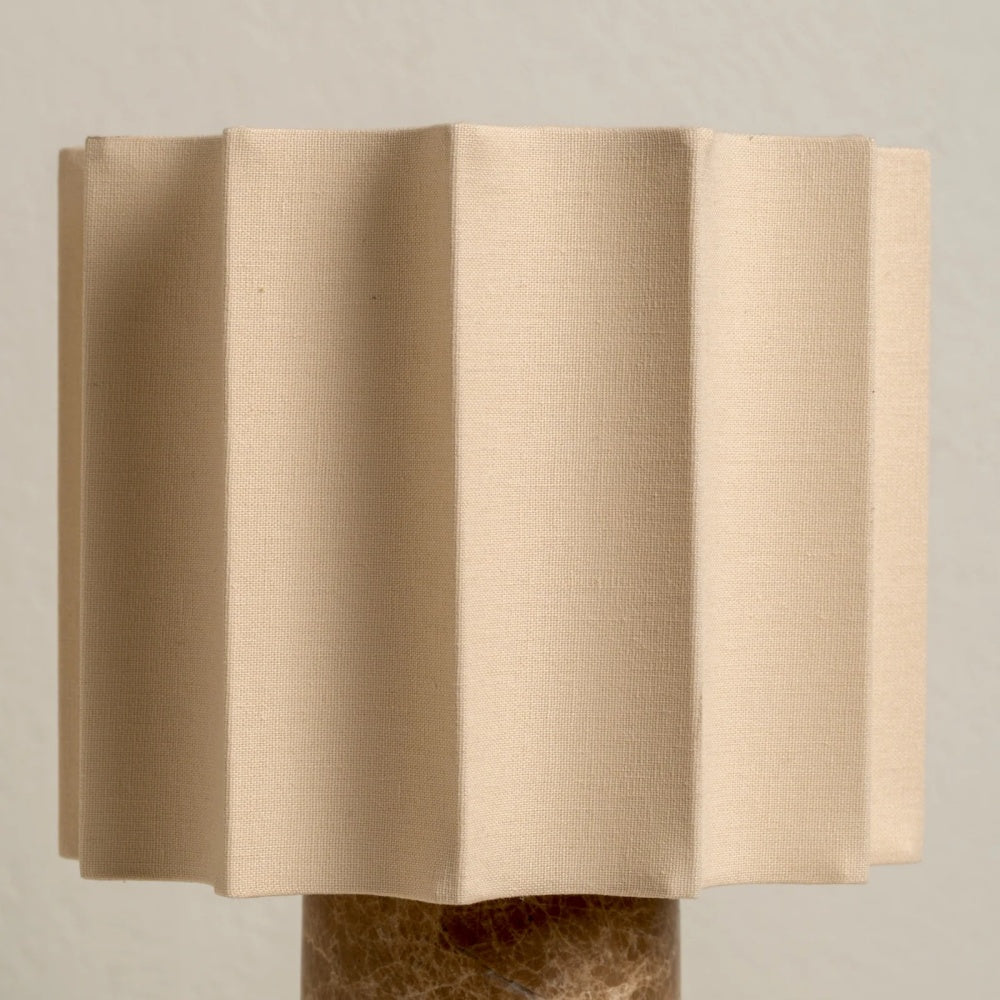 Cavilon Table Lamp with Fan-Shaped Linen Shade - Stone Finishes Suitable for Living Rooms