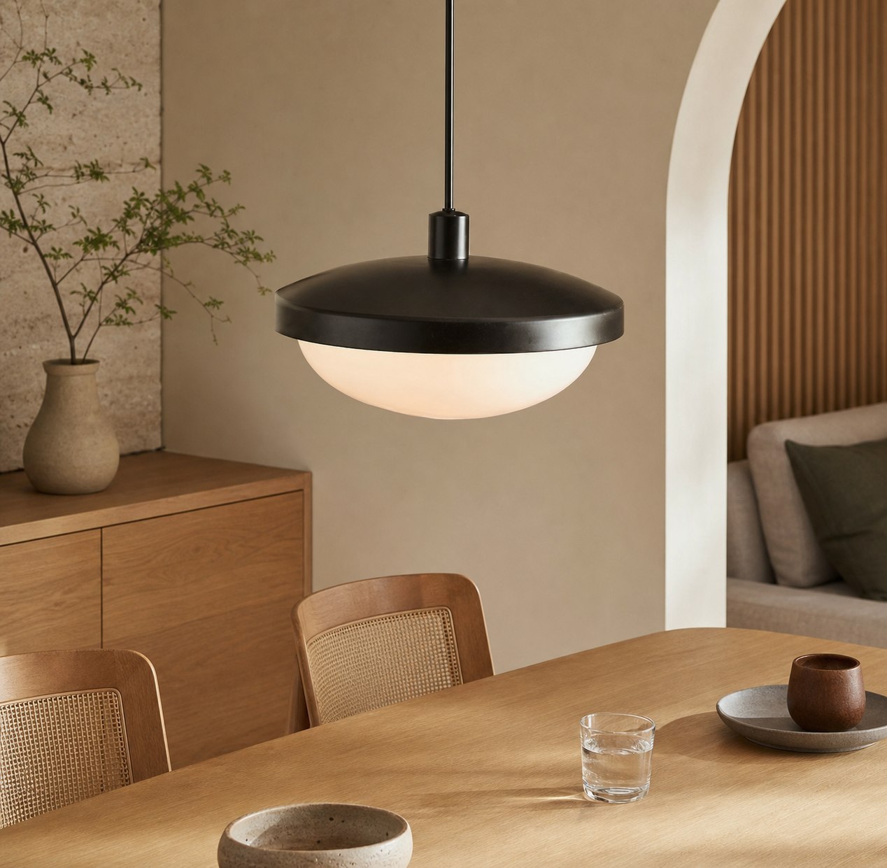 Rolvona Globe Pendant Light - Modern Oval Shade Hanging Lamp