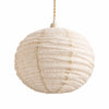 Off white cotton-linen round pendant light with khaki cord