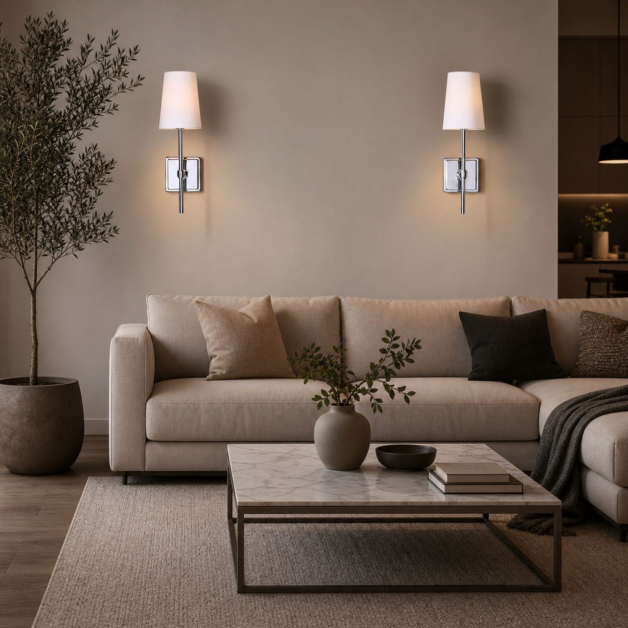Derlina White Linen Shades Wall Lamp – Retro Metal Multi-Head Lighting Fixture