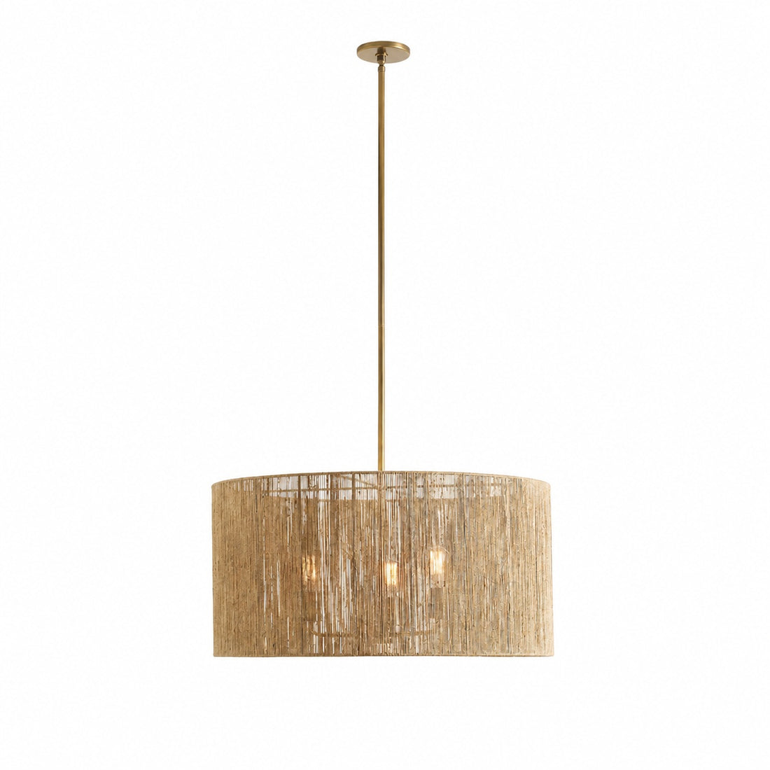 Dumora Antique Brass Drum Pendant Lamp - Farmhouse Style Lamp for Living Room
