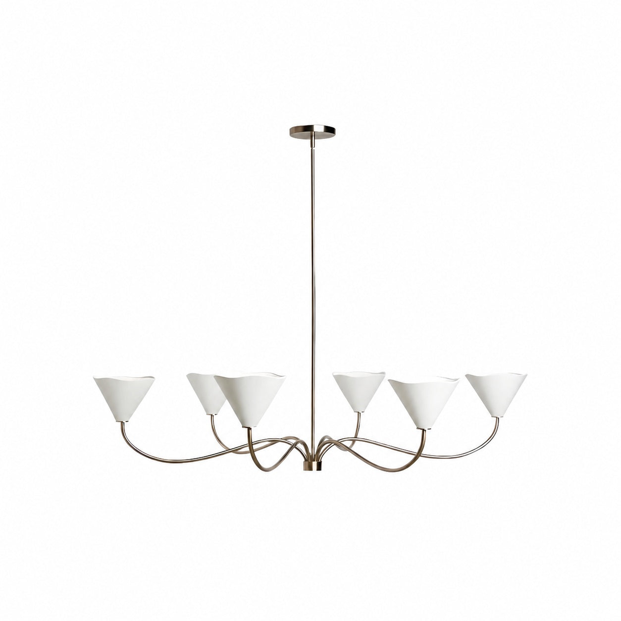 Kysara Linear Chandelier - Curved Lamp Arms and Fabric Shades are Suitable for Living Rooms or Dining Rooms
