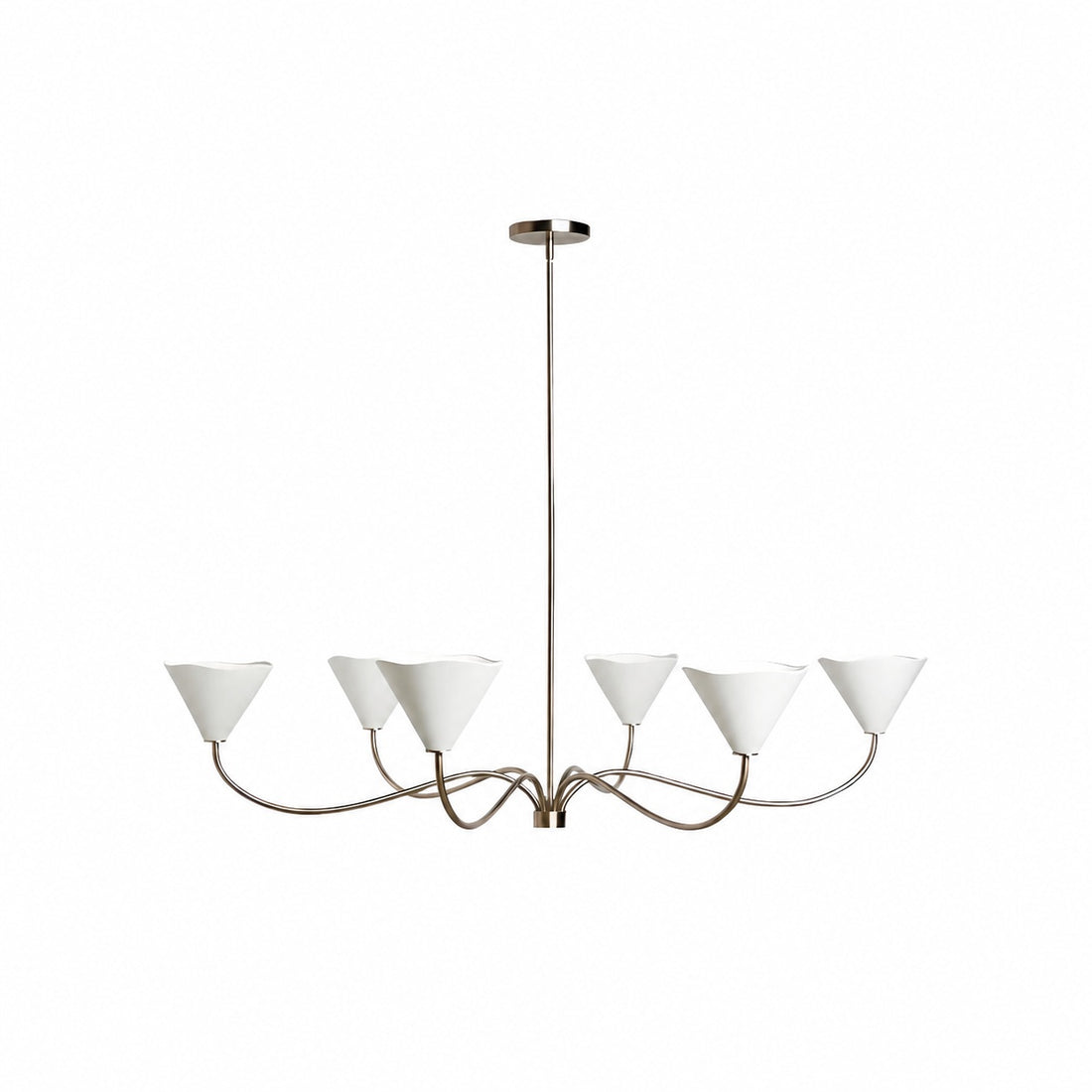 Kysara Linear Chandelier - Curved Lamp Arms and Fabric Shades are Suitable for Living Rooms or Dining Rooms
