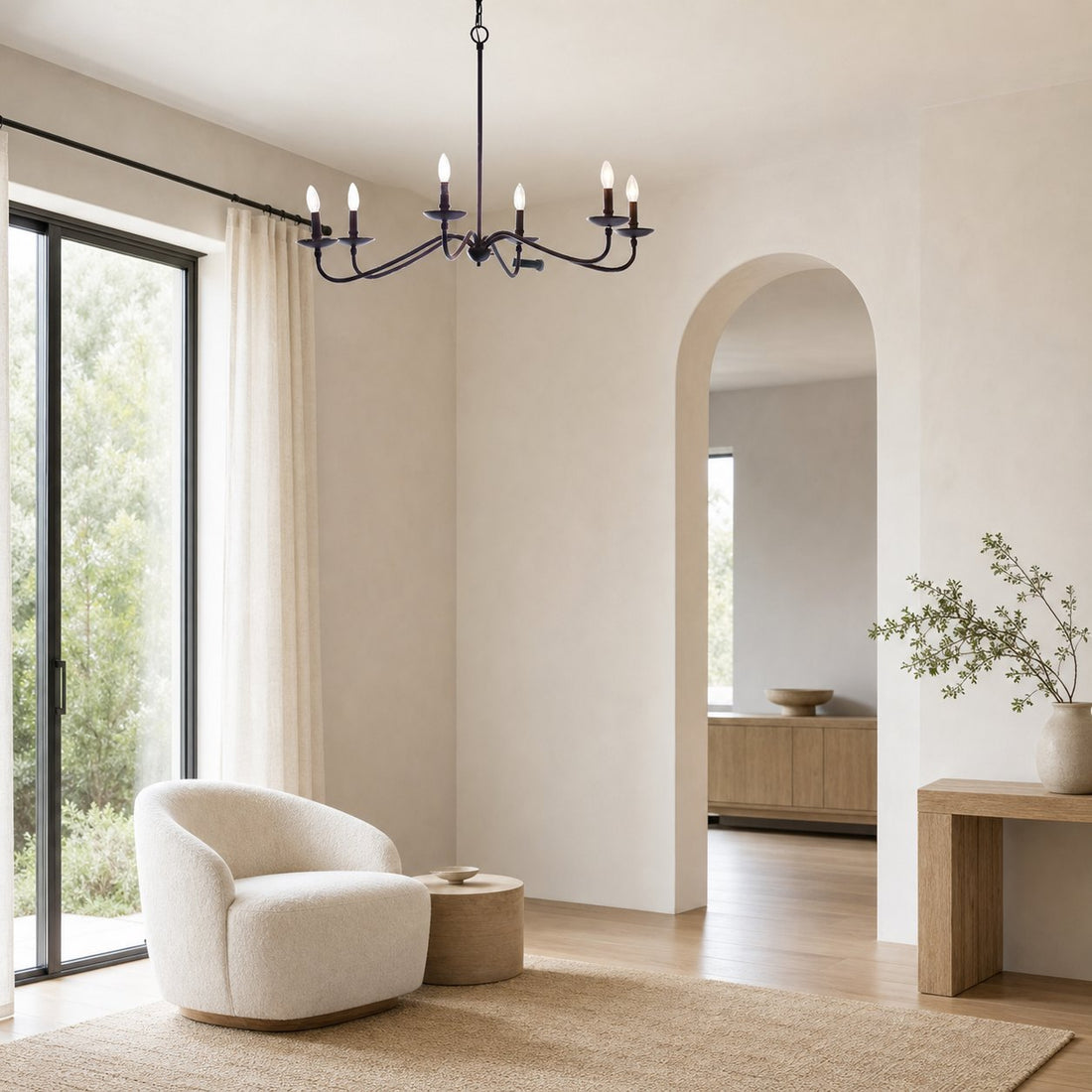 Rowan Timeless Iron Candle Design Chandelier - Industrial Interior Lighting For Bedroom