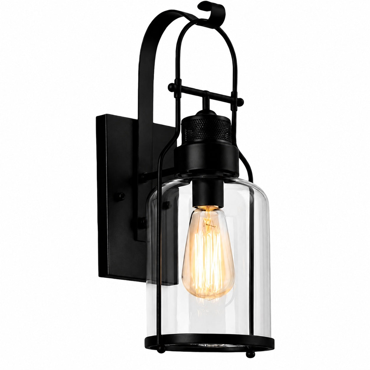 Ivoran Industrial Cylinder Wall Sconce - Glass Shade Design, Modern Wall Lighting U12