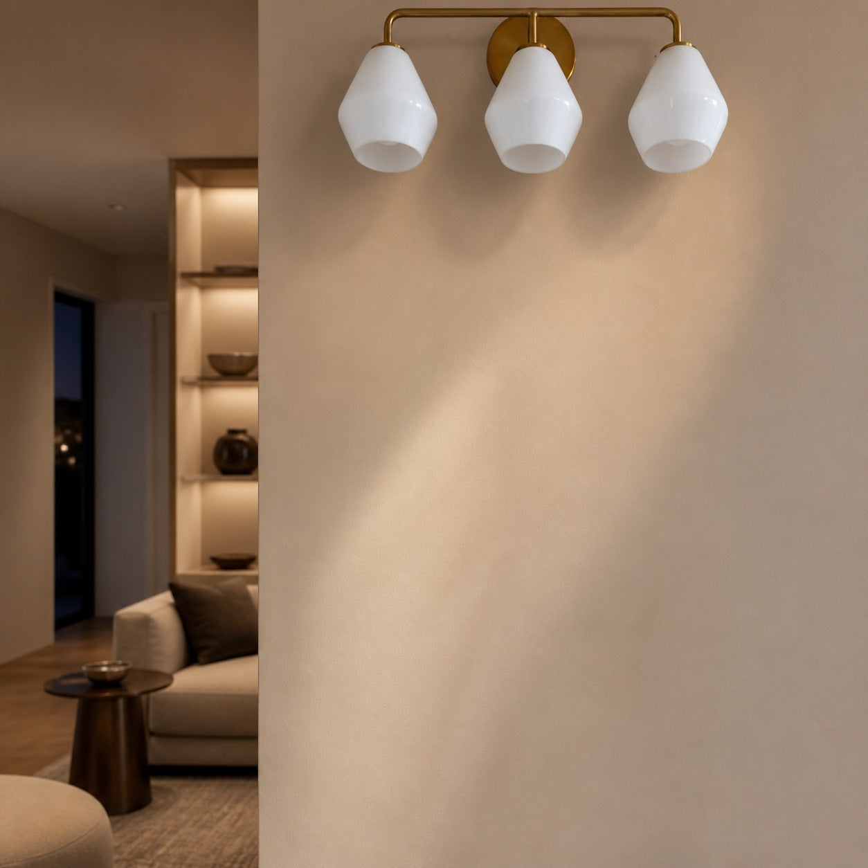 Merin Multi Head Dressing Table Wall Lamp - Metal And Glass Sculptural Lamp