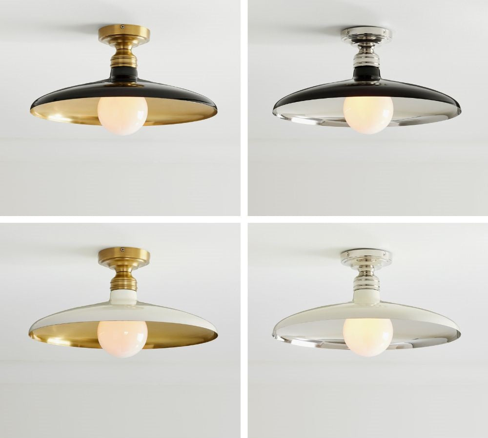 Forvara Farmhouse Metal Flush Mount Light - Black or White Ceiling Lamp