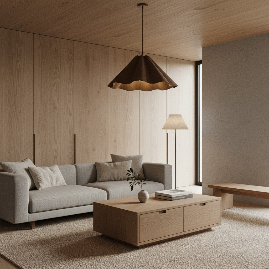 Weavara Sculptural Fabric & Metal Pendant Light - Modern Hanging Lamp for Dining or Living Rooms