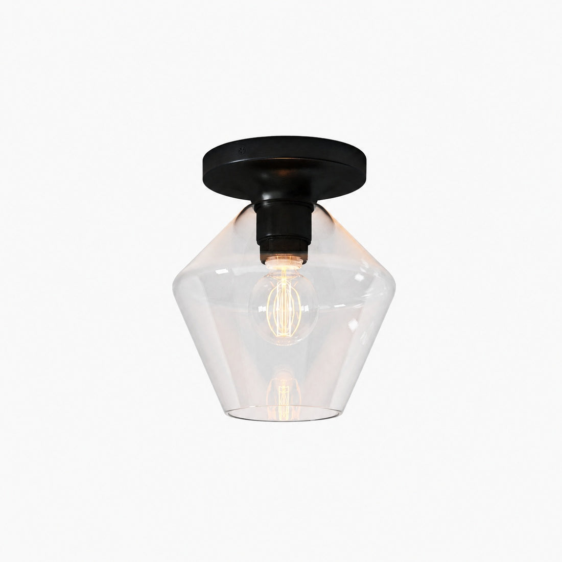Merin Minimalist Sleek Geometric Glass Flushmount Light