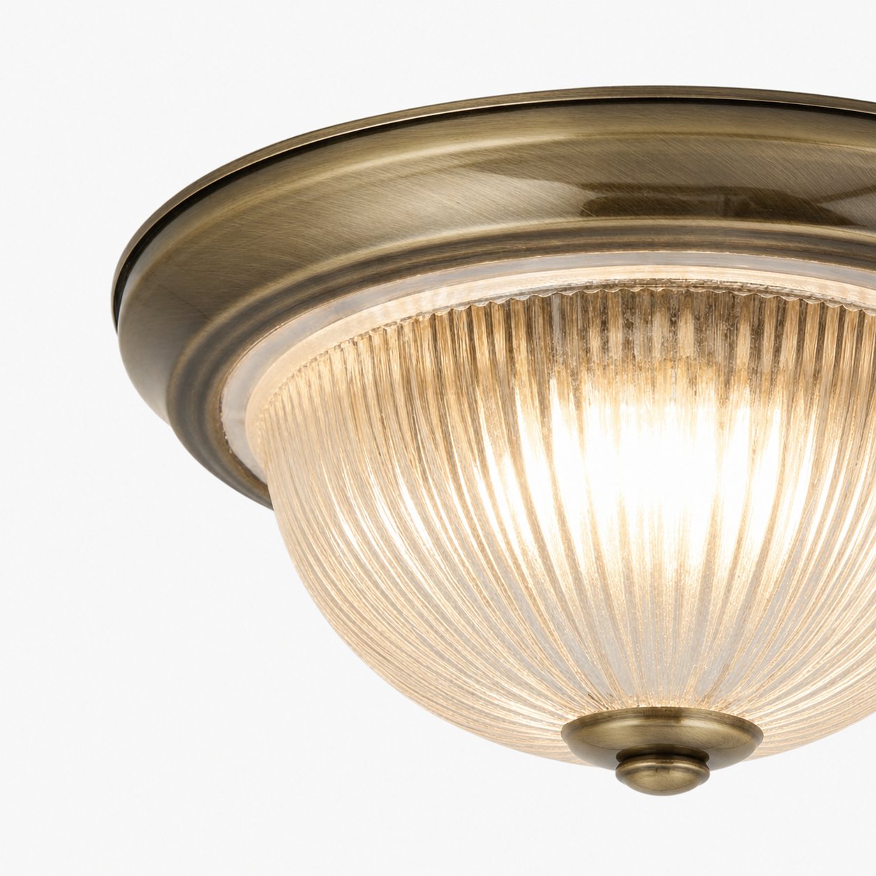 TF Vintora Modern Flush Ceiling Light – Ribbed Glass and Metal Trim for Kitchens or Hallways