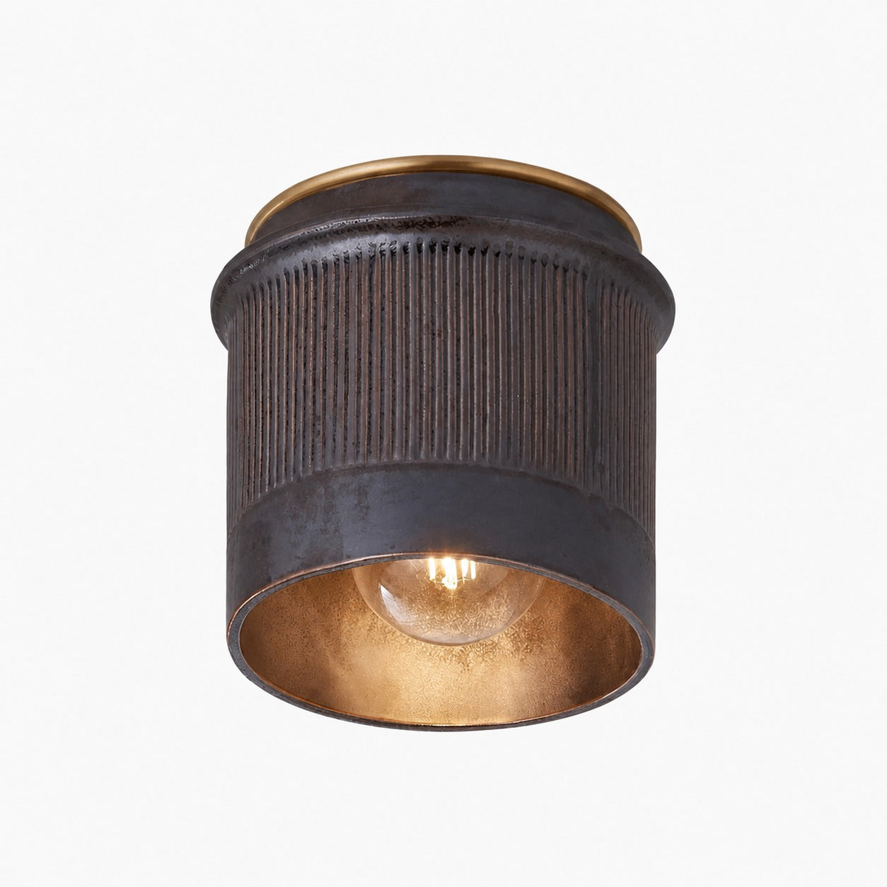 Vintage Industrial Ceiling Light - Black Metal Flush Mount