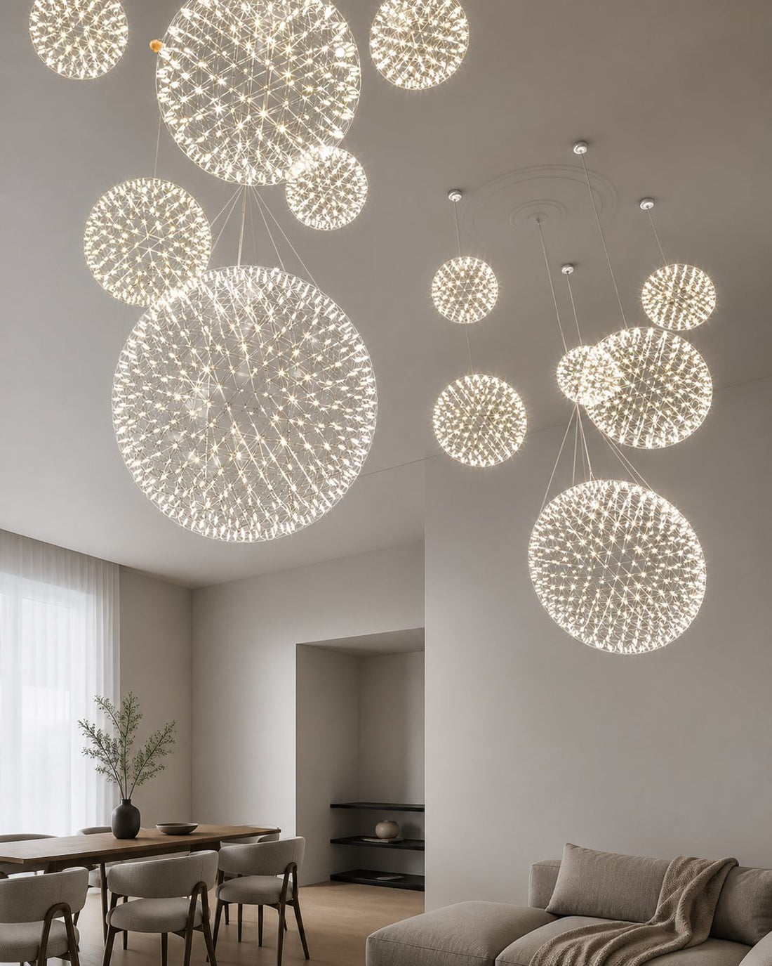 Silver Spark Ball Pendant Light