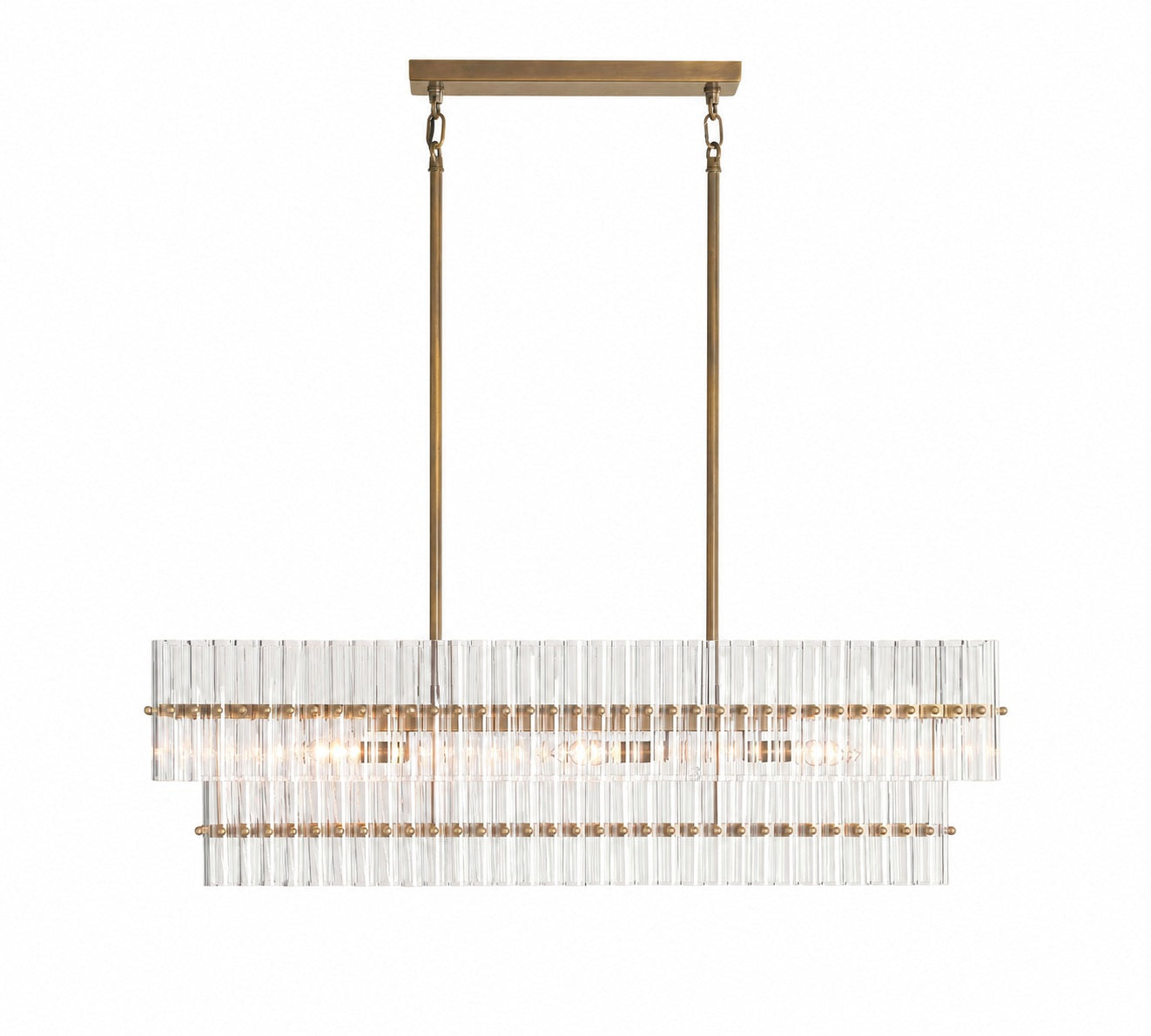 Lumora Crystal Pendant Light – Elegant Tumbled Brass & Cut Glass