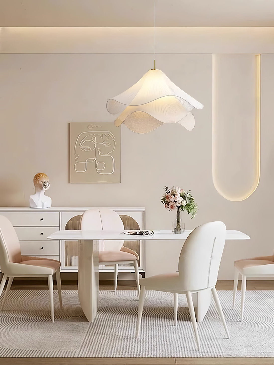 Ethereal Bloom French Floral Pleated Fabric Pendant Light