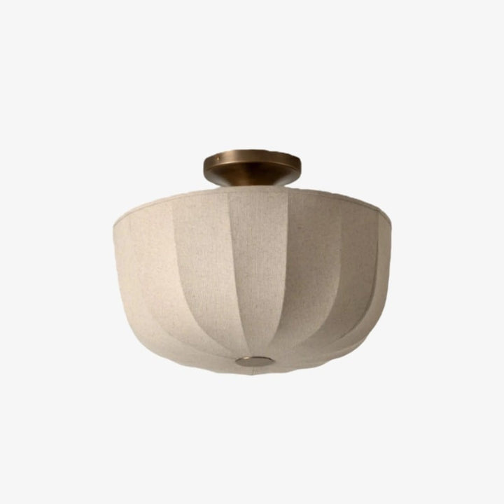 Loomis Flush Ceiling Lamp - Textured Linen Shade and Aged Brass Modern Ceiling Light for Living Rooms