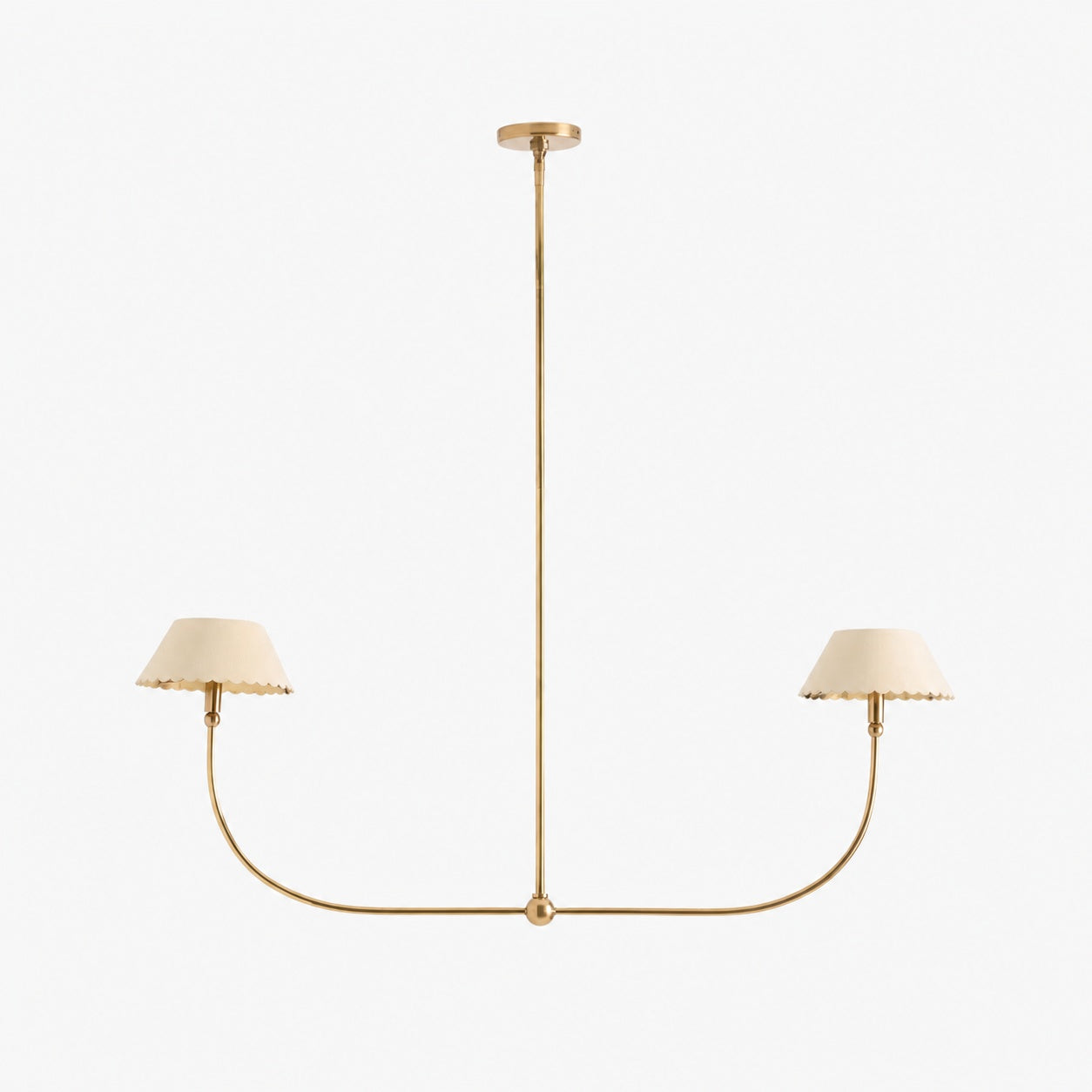 Foldray Scalloped Linear Chandelier - Leather Style for Dining Room