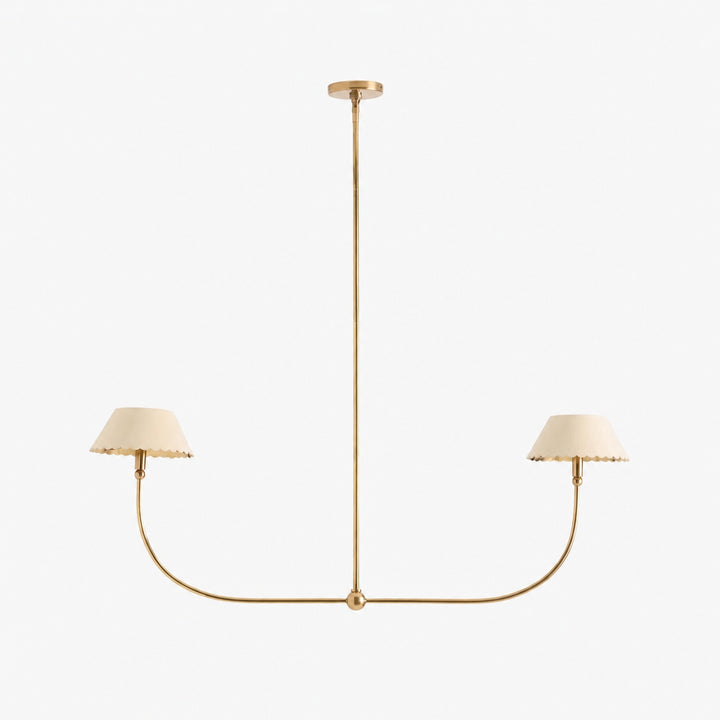 Foldray Scalloped Linear Chandelier - Leather Style for Dining Room