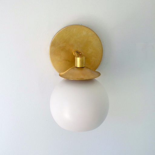 Mid-Century Wall Sconce - Brass Accents with Metal Shade Options