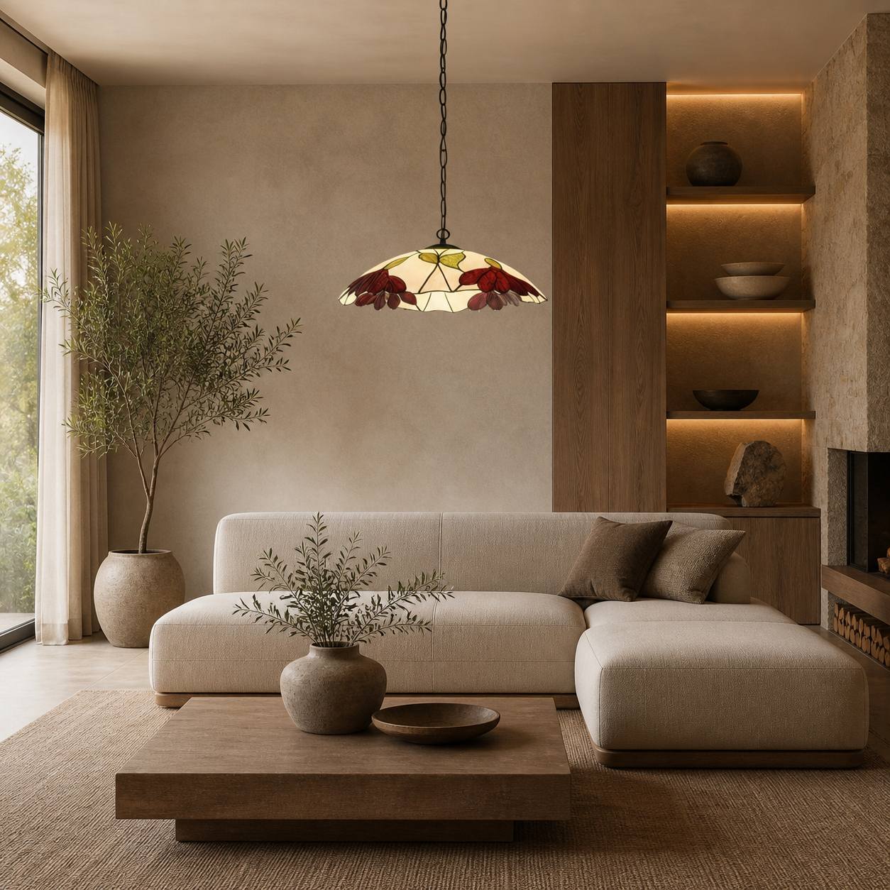 TF Botanica Floral Glass Pendant Light – Vintage Pendant Fixture for Open Plan Spaces