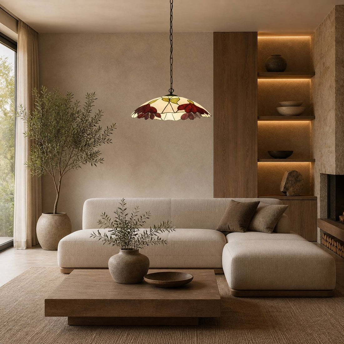 TF Botanica Floral Glass Pendant Light – Vintage Pendant Fixture for Open Plan Spaces