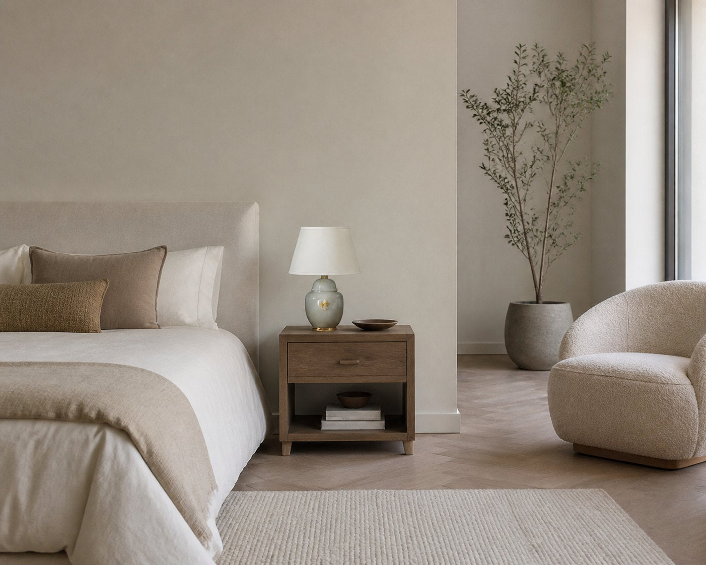 Duova Scalloped Wall Lamp - Antique Brass with Linen Fabric Suitable for Living Room and Bedroom
