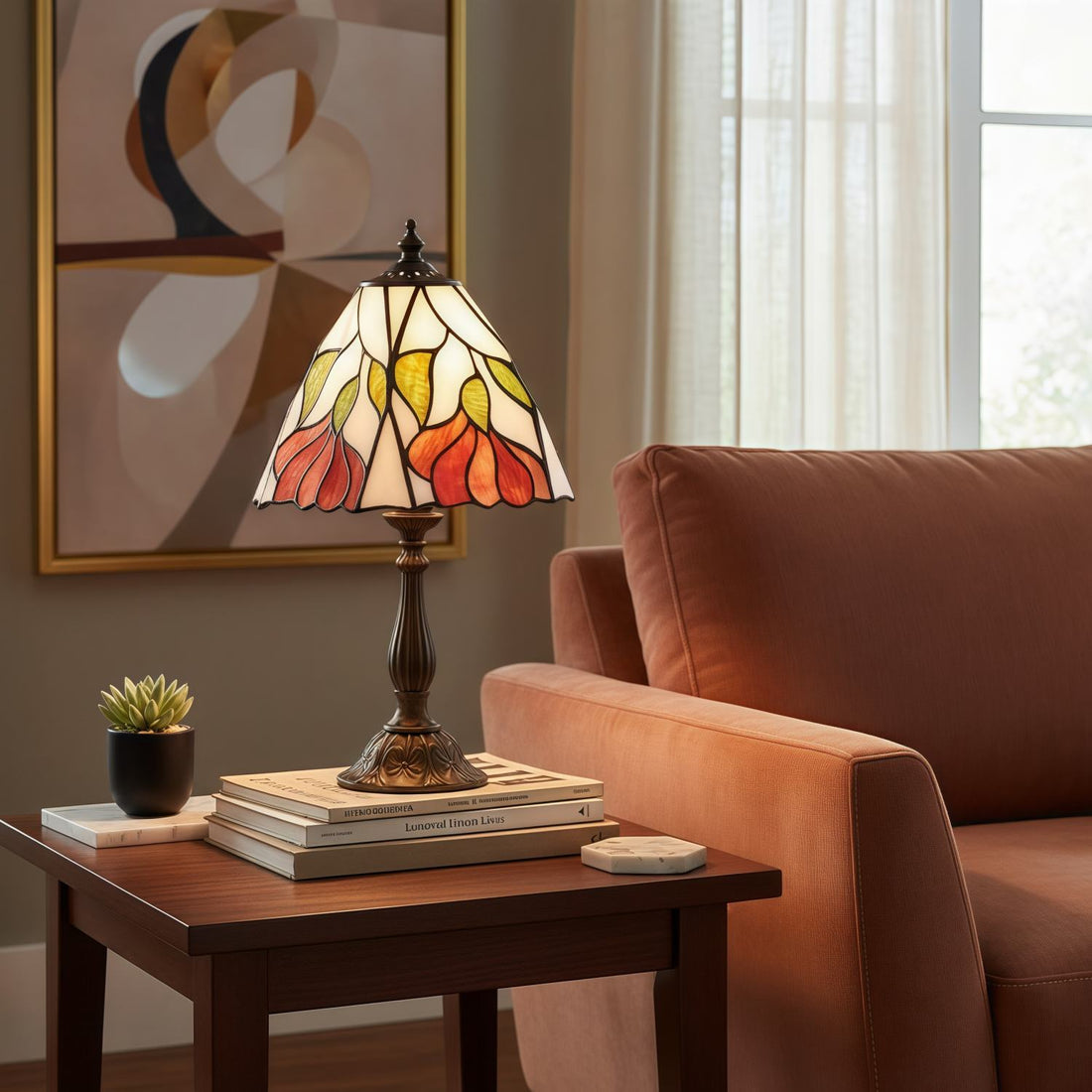 TF Botanica Decorative Table Lamp – Colourful Floral Glass Lamp for Cozy Interiors