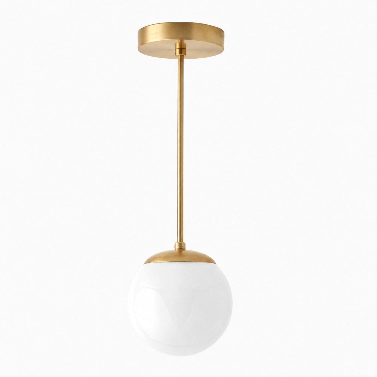 Glorica Glass White Globe Pendant Light - Mid Century Modern Glass Hanging Fixture