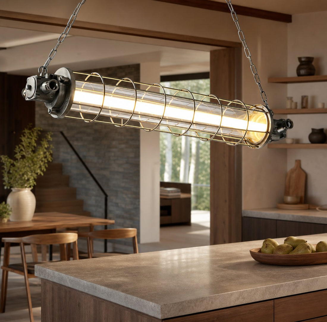Minimalist Tube Pendant Light with Linear Silhouette for Modern Kitchen Island and Dining Lighting