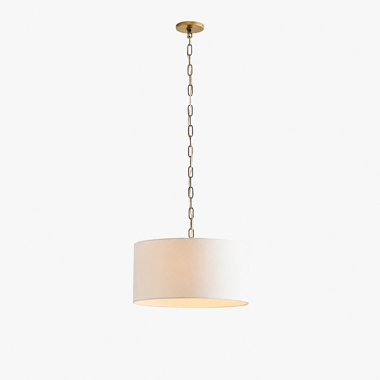 Dumora Iron Linen Drum Pendant - Vintage Brass Hanging Ceiling Light