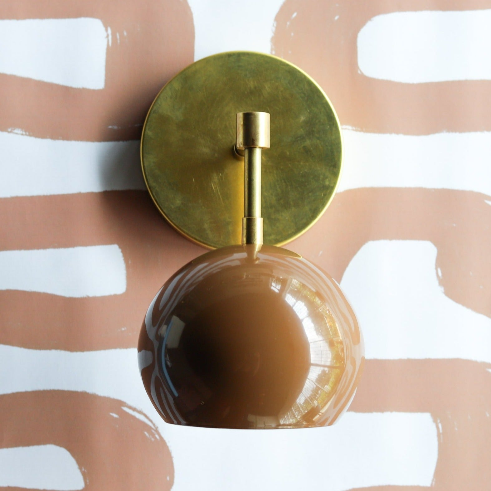 Mid-Century Modern Wall Sconce - Fudge Brown Shade with Brass or Black