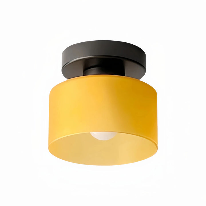 Moriglaze Sculptural Glass Shade Cylinder Ceiling Lamp - Modern Flush Mount Light for Entryway or Living Room