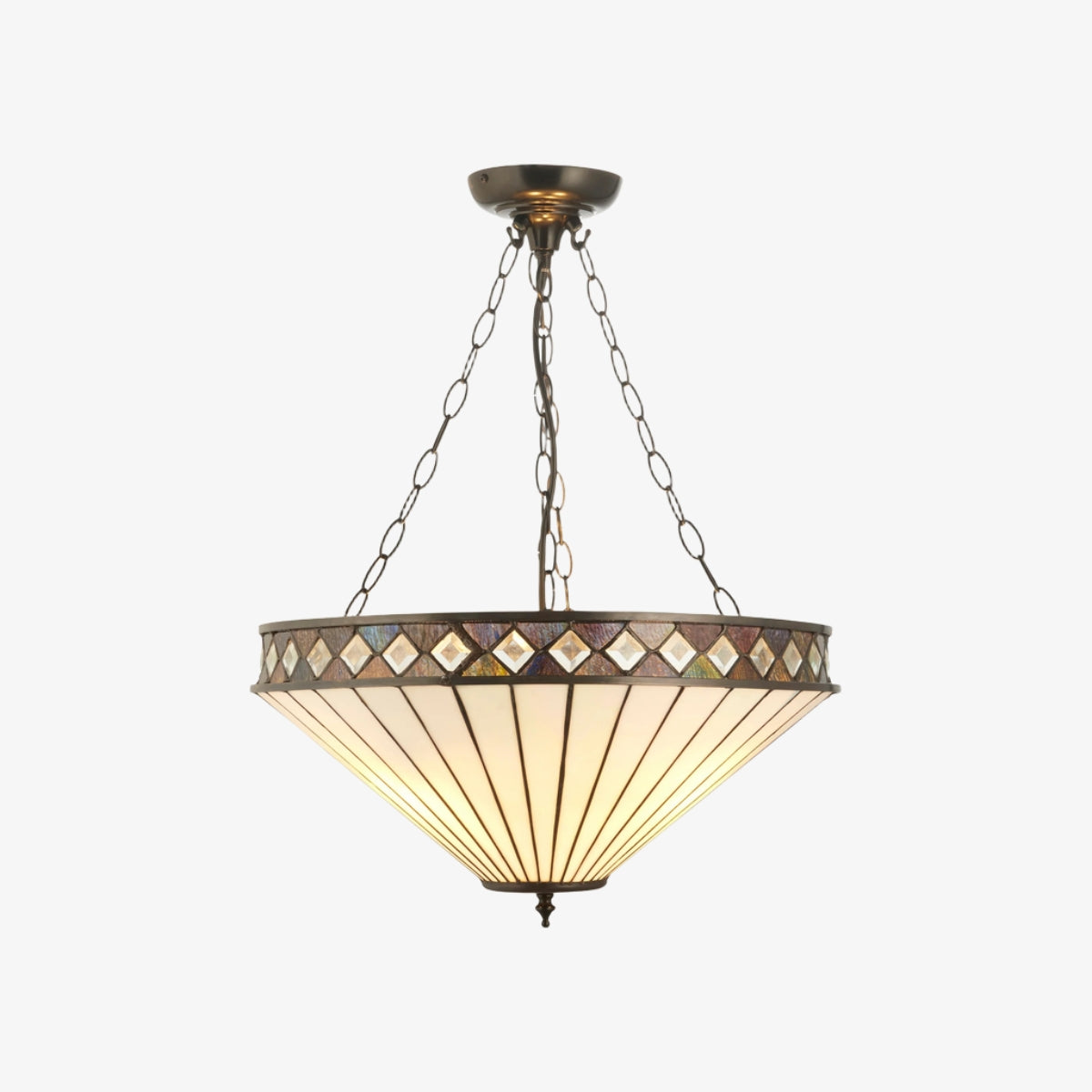 TF Fargo Adjustable Pendant with Stained-Glass Inspired Inverted Shade for Island and Dining