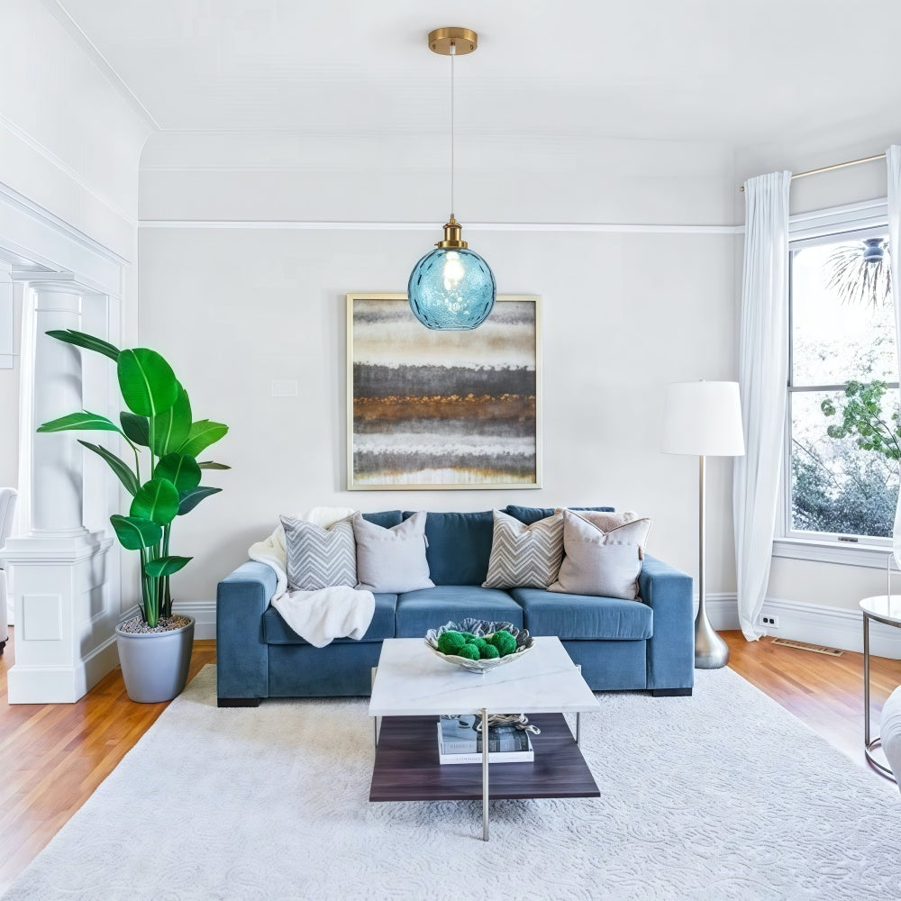 Single Hammered Glass Globe Pendant Light