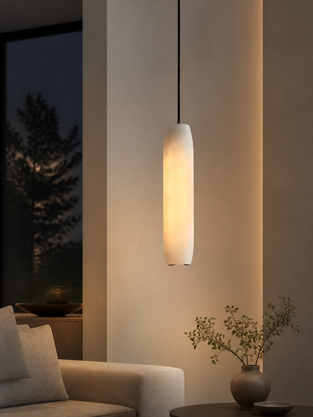 Alabaster Flute Pendant Light